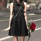 Sleeveless Mini Shirt Dress Black - One Size