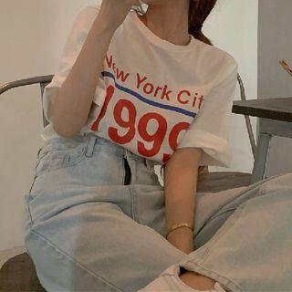 Lettering Loose-fit T-shirt White - One Size
