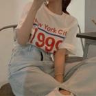 Lettering Loose-fit T-shirt White - One Size