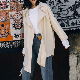 Open Front Trench Jacket Almond - One Size