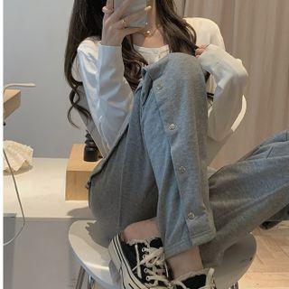 Side-button Straight Leg Sweatpants