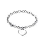 Simple Sweet Heart-shaped 316l Stainless Steel Bracelet Silver - One Size
