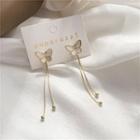 Butterfly Fringed Alloy Earring 1 Pair - Butterfly Fringed Alloy Earring - Gold & White - One Size