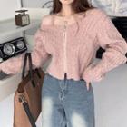 Cold-shoulder Zip-up Cropped Cardigan