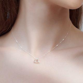 925 Sterling Silver Triangle Pendant Necklace As Shown In Figure - One Size