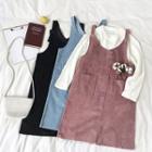 Double-pocket V-neck Corduroy Strappy Dress