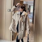 Fleece Collar Single-breasted Trench Jacket