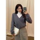 Achromatic Color Wrap Sweater