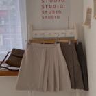 Inset Shorts Pleated Checked Miniskirt