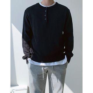 Rib-trim Knit Henley