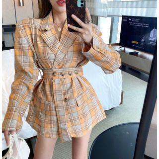 Plaid Long-sleeve Blazer Dress