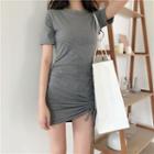 Drawstring Short-sleeve Minidress