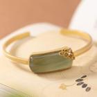 Geometry Open Bangle Gold & Ash Green - One Size