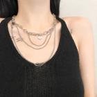 Smiley Pendant Layered Alloy Necklace Silver - One Size