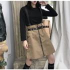 Jumper Skirt With Belt Khaki - One Size