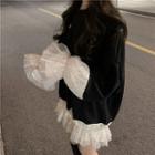 Mesh Panel Long Pullover Black - One Size