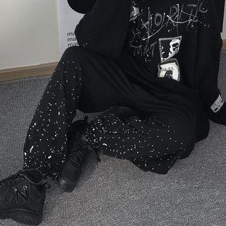 Drawstring Waist Paint-splattered Sweatpants