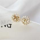 Faux Peal Ribbon Stud Earring 1 Pair - As Shown In Figure - One Size