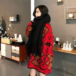 Color-block Pattern Loose-fit Sweater