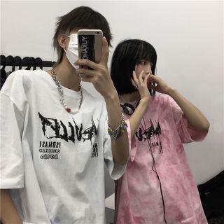 Short Sleeve Print Tie-dye Shirt