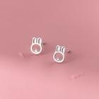 Rhinestone Rabbit Stud Earring 1 Pair - S925 Silver - Silver - One Size