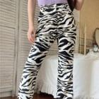 Zebra Print High-waist Cropped Straight Leg Pants