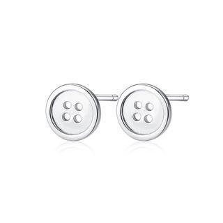 Sterling Silver Simple Fashion Button Stud Earrings Silver - One Size