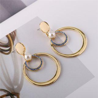 Rhinestone Multi Hoop Earrings 1 Pair - Gold - One Size