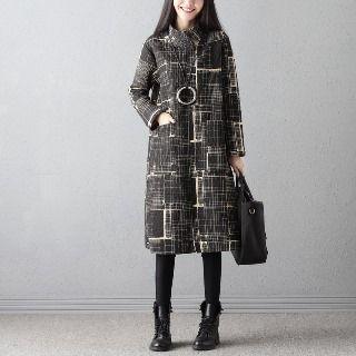 Long-sleeve Printed Padded Dress