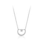 925 Sterling Silver Simple Star Moon Necklace With Austrian Element Crystal Silver - One Size