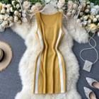 Sleeveless Color Panel Mini Sheath Dress