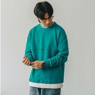 Long-sleeve Mock Two-piece Loose-fit T-shirt