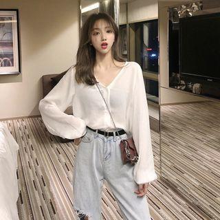 Two-way V-neck Blouse