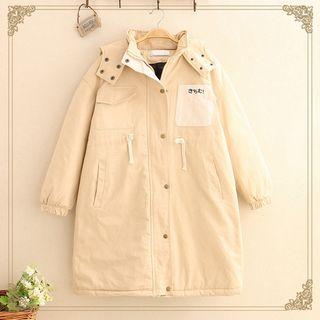 Color-block Pocket Drawstring Parka