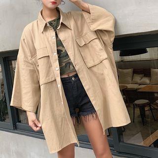Buttoned Cargo Jacket As Shown In Figure - One Size