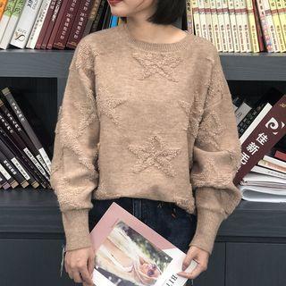 Star Crochet Sweater Khaki - One Size