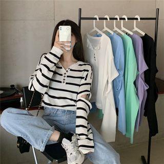 Cutout Knit Placket Top