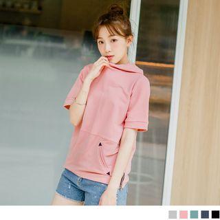 Side Zipper Slit X Cotton Hoodie
