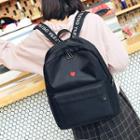 Embroidered Heart Nylon Backpack