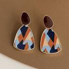 Print Glaze Alloy Dangle Earring 1 Pair - Orange & Gray & White - One Size