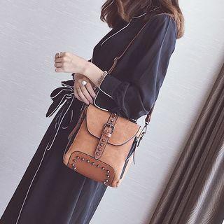 Convertible Studded Faux-leather Backpack