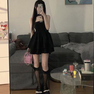 Strappy Bow-accent A-line Mini Dress