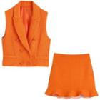 Plain Vest / Ruffle Hem Mini A-line Skirt