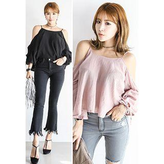 Off-shoulder Tie-sleeve Top
