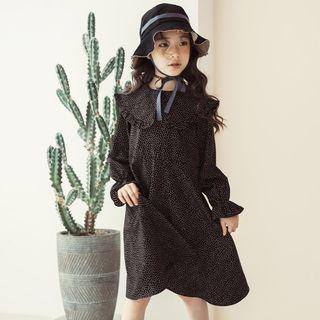 Family Matching Frilled Trim Collar Dotted Print Dress