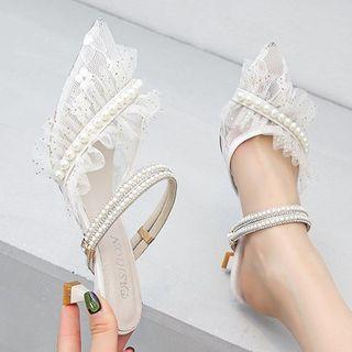 Kitten-heel Ankle Embellished Sandals