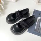 Mesh Trim Ruffled Mary Jane Shoes