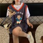 Short-sleeve Bear Mock Two-piece T-shirt