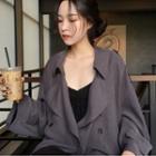 Plain Loose-fit Double-breasted Trench Coat
