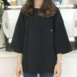 3/4-sleeve Metal Ring T-shirt